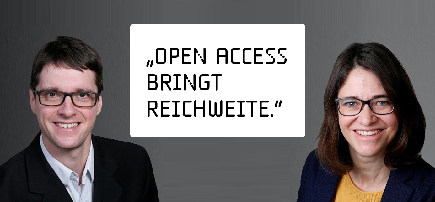 Zitat Element: "Open Access bringt Reichweite" – Dr. Nadine Schlömer-Laufen und Dr. Stefan Schneck